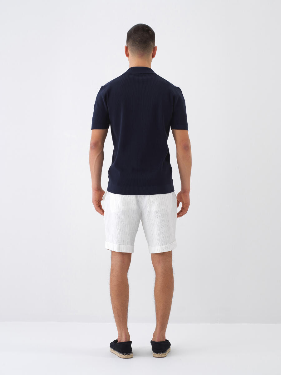 Lacivert Regular Fit Polo Yaka Basic Kazak - 5