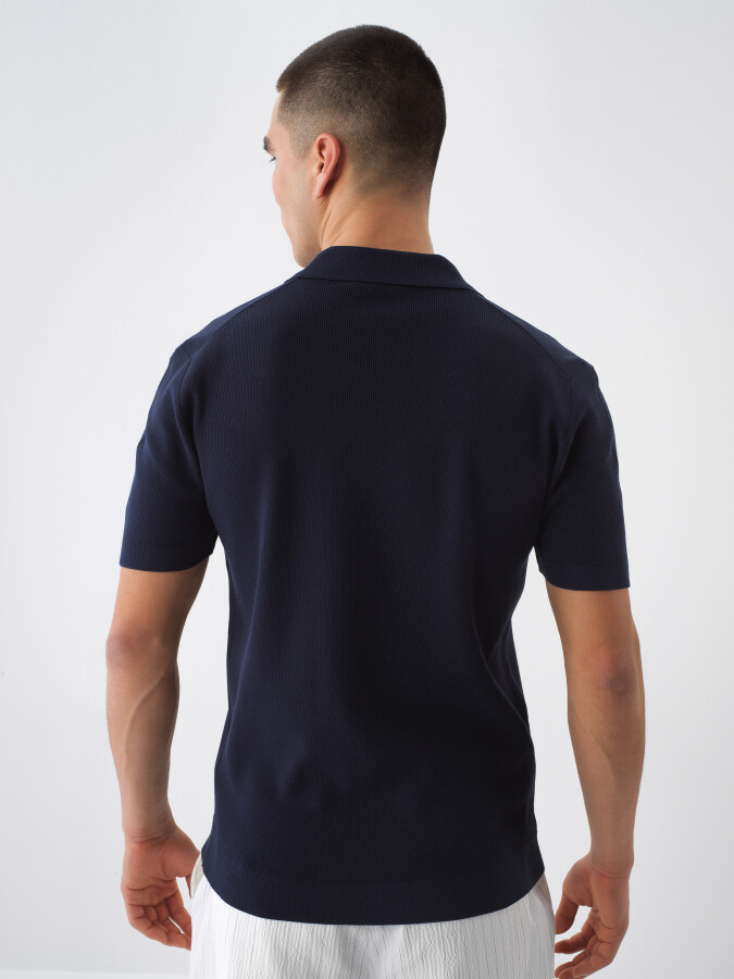 Lacivert Regular Fit Polo Yaka Basic Kazak - Xint