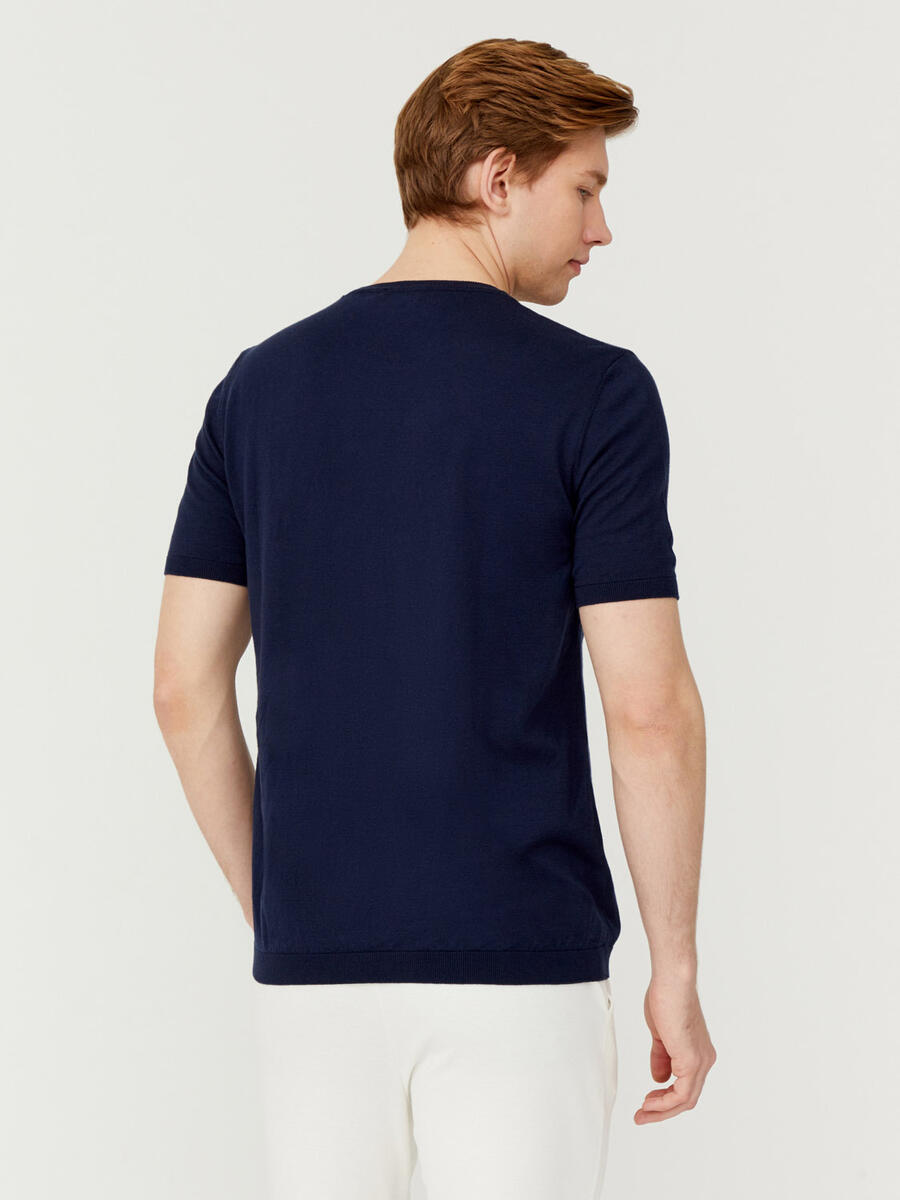 Lacivert Regular Fit Pamuklu Kazak - 4