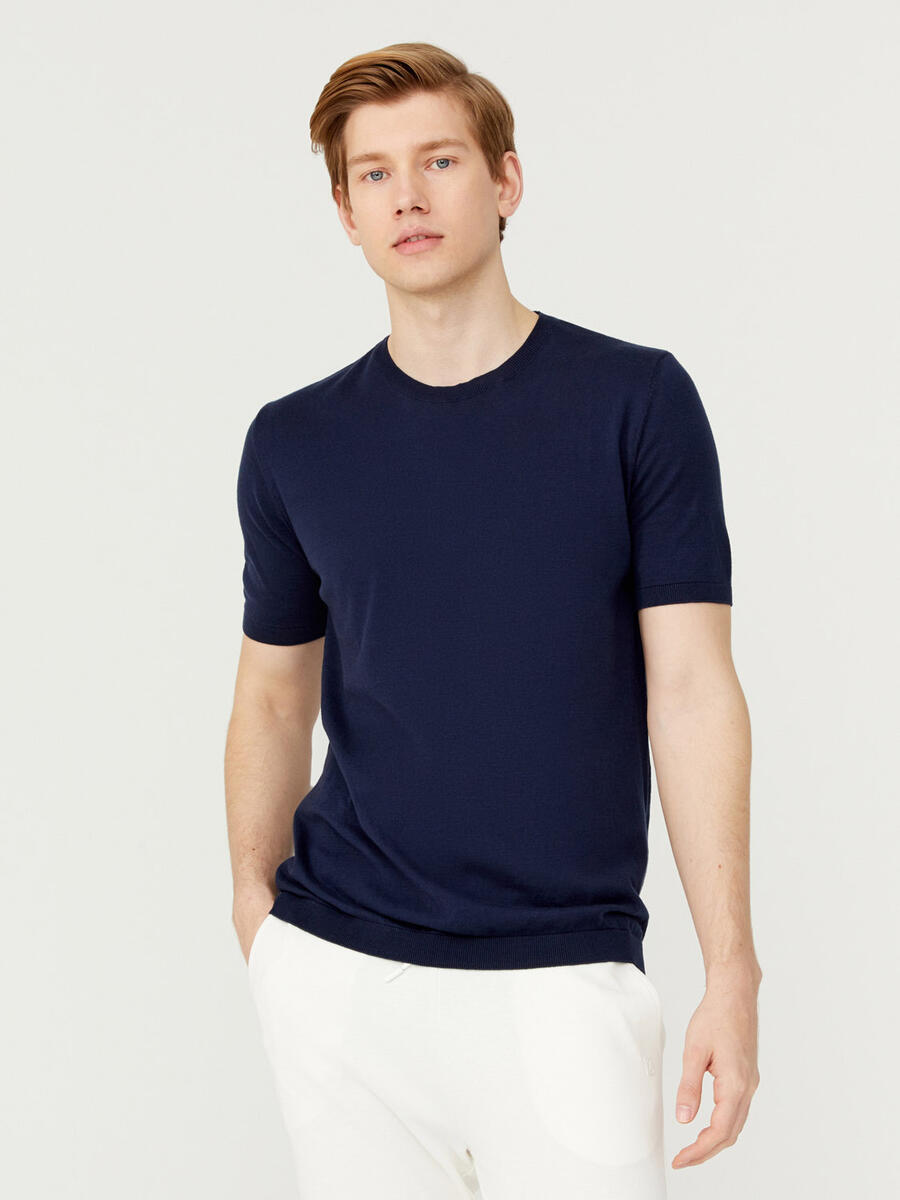 Lacivert Regular Fit Pamuklu Kazak