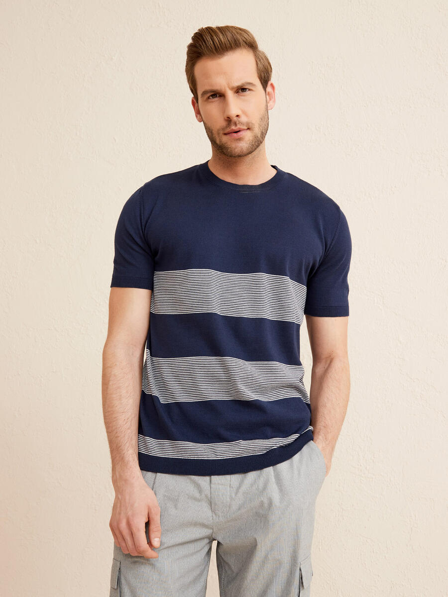 Lacivert Regular Fit Pamuklu Kazak