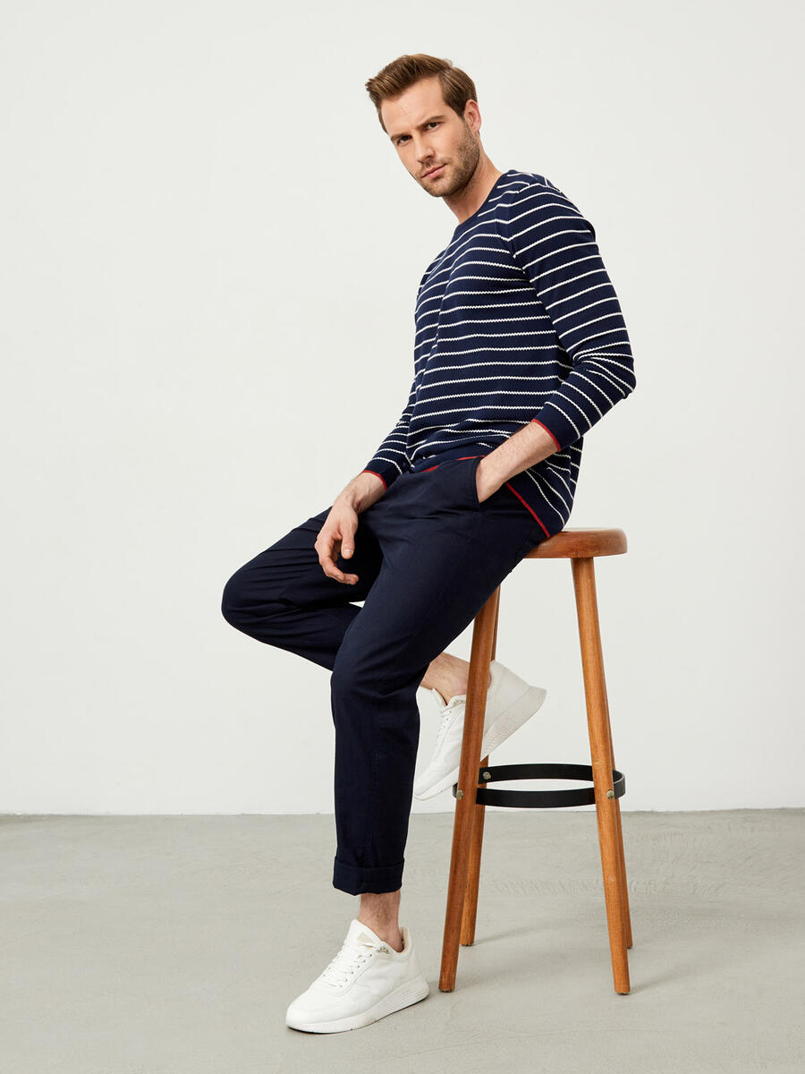 Lacivert Regular Fit Pamuklu Kazak - 2