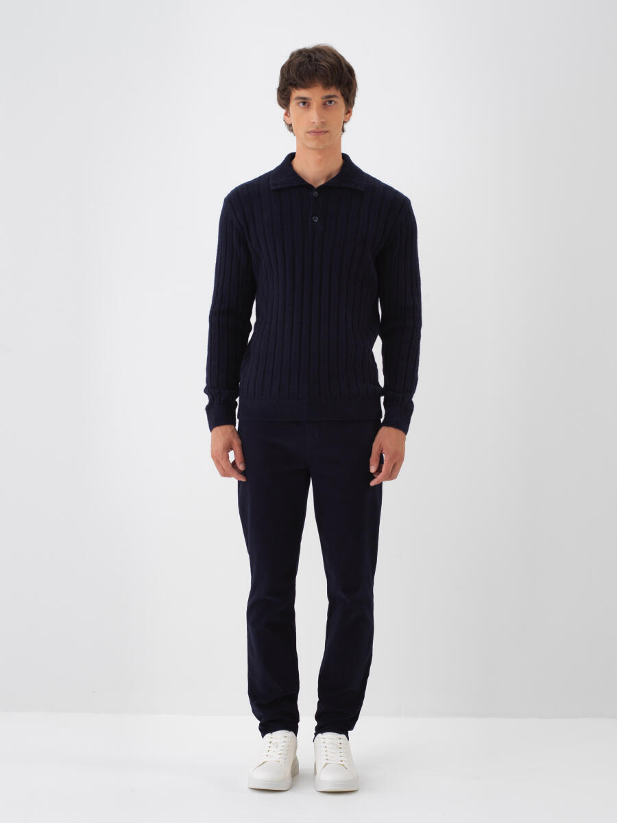 Lacivert Yumuşak Dokulu Regular Fit Kazak - 2