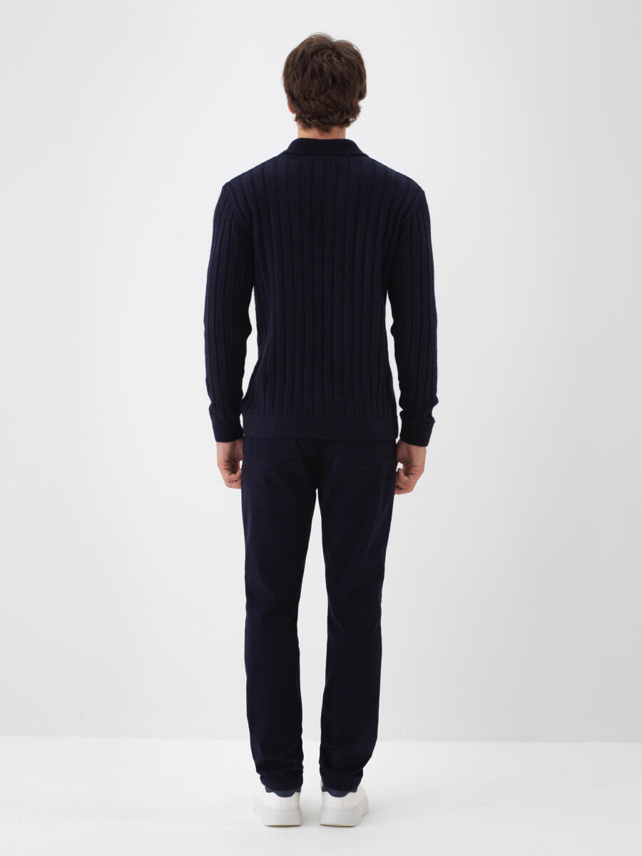 Lacivert Yumuşak Dokulu Regular Fit Kazak - 4