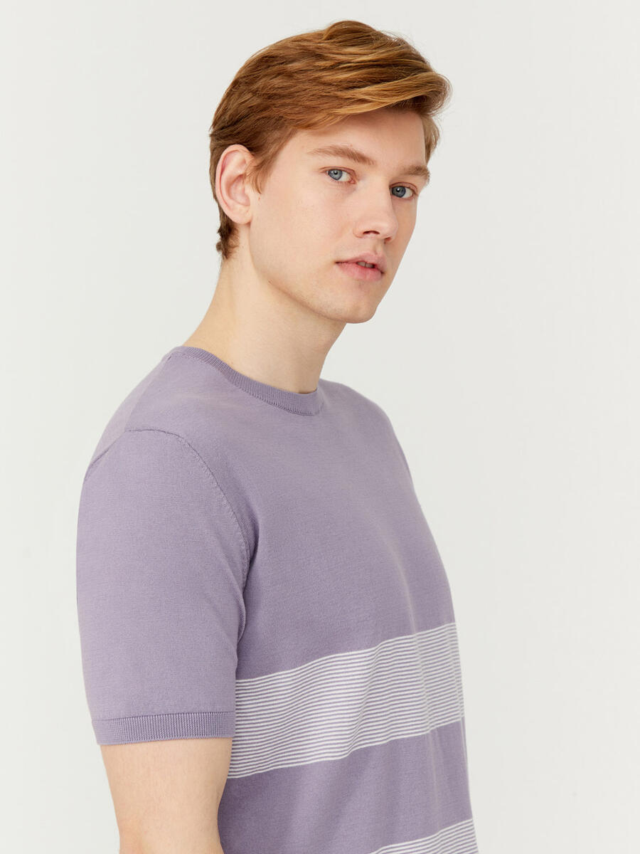 Lila Regular Fit Pamuklu Kazak