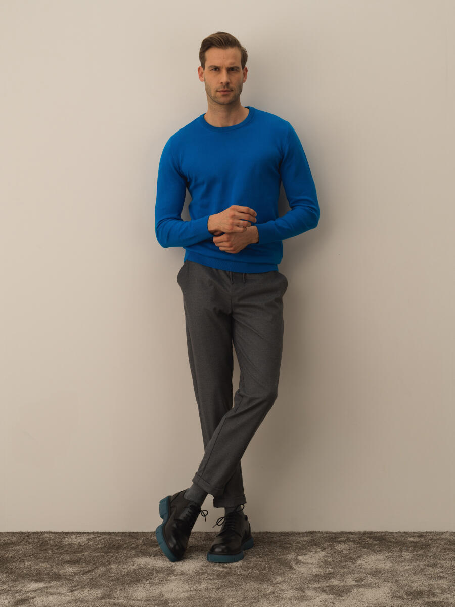 Mavi Pamuk Dokulu Regular Fit Kazak - 2