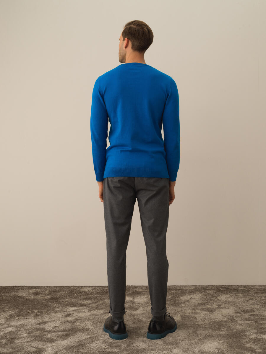 Mavi Pamuk Dokulu Regular Fit Kazak - 4