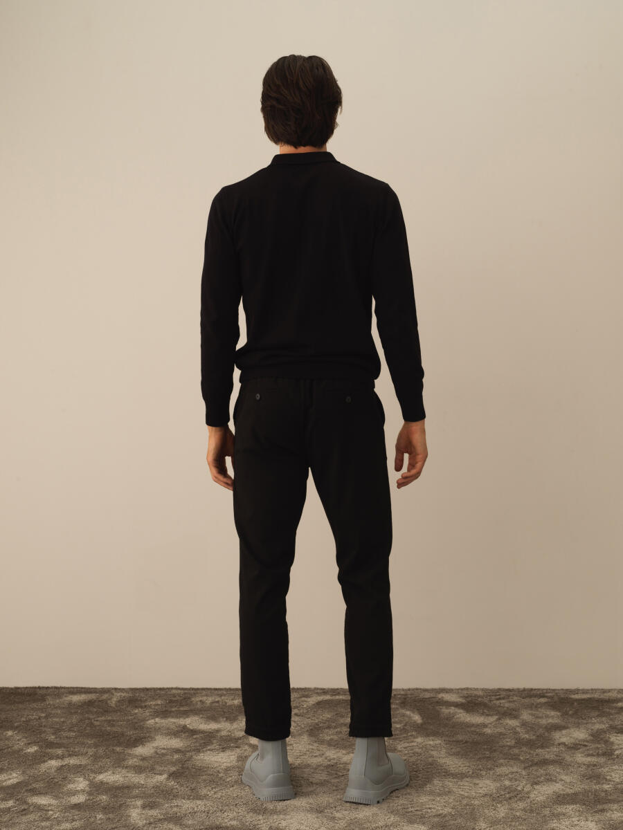 Siyah Pamuk Dokulu Regular Fit Kazak - 4