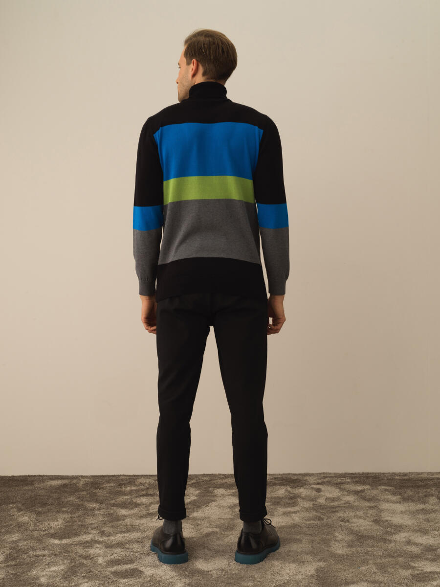 Siyah Pamuk Dokulu Regular Fit Kazak - 4