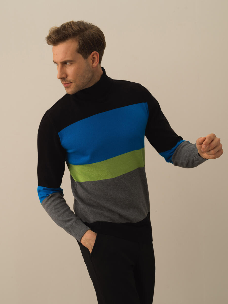 Siyah Pamuk Dokulu Regular Fit Kazak