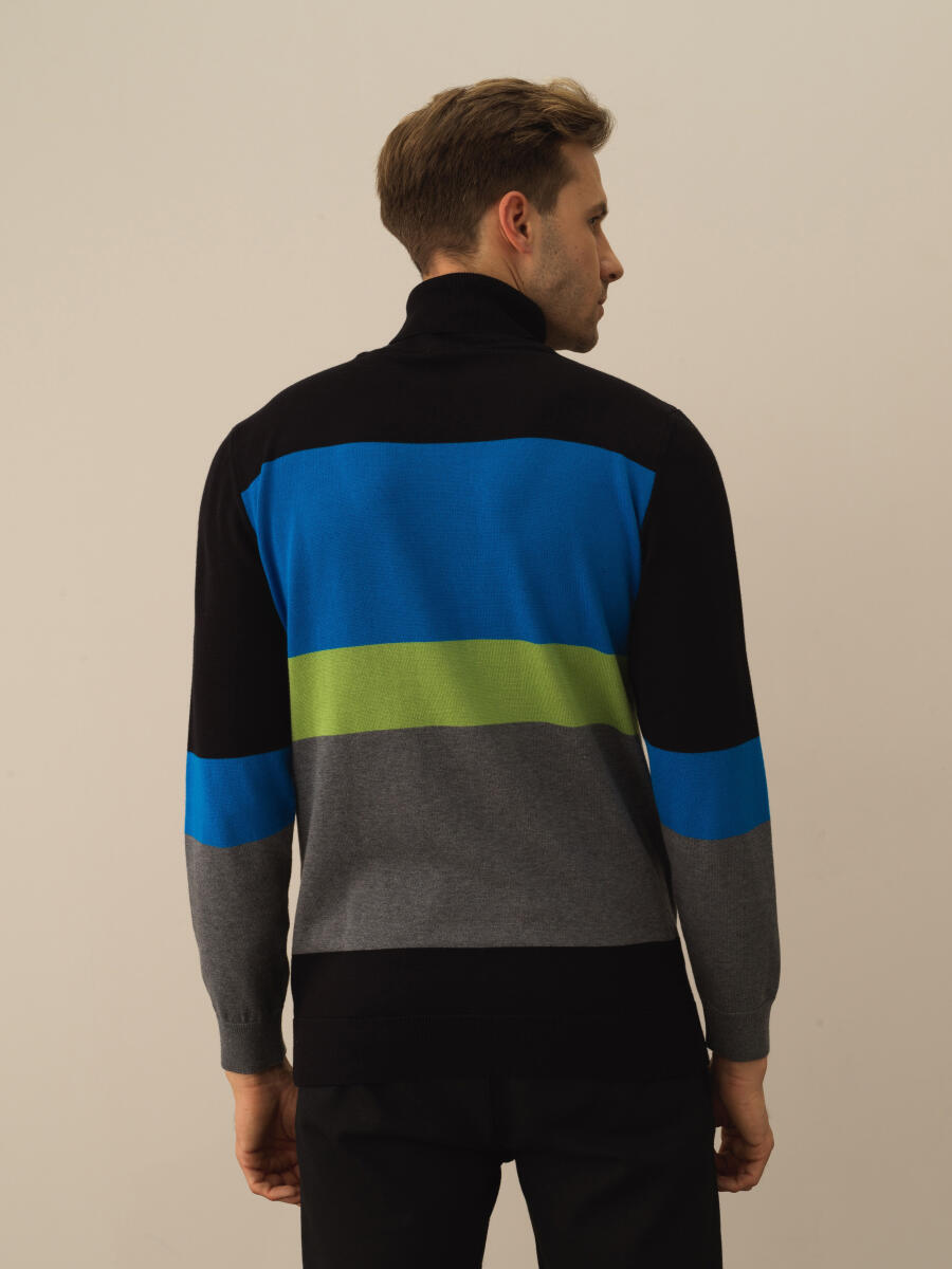 Siyah Pamuk Dokulu Regular Fit Kazak - 3