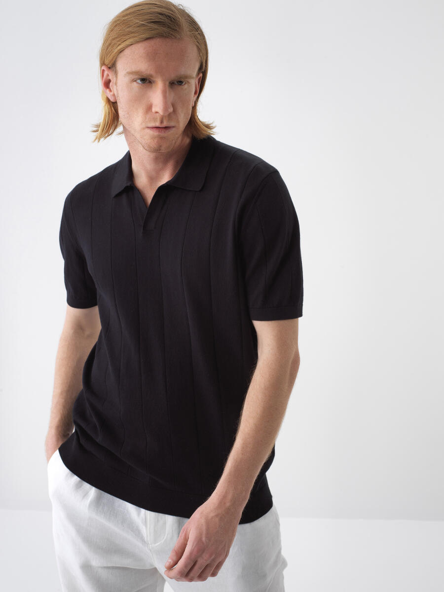 Siyah Regular Fit Pamuklu Kazak