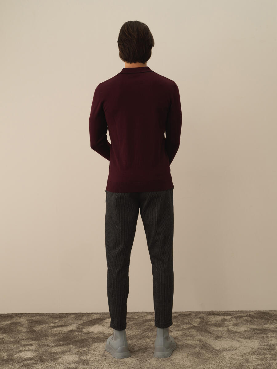 Bordo Polo Yaka Regular Fit Basic Kazak - 5