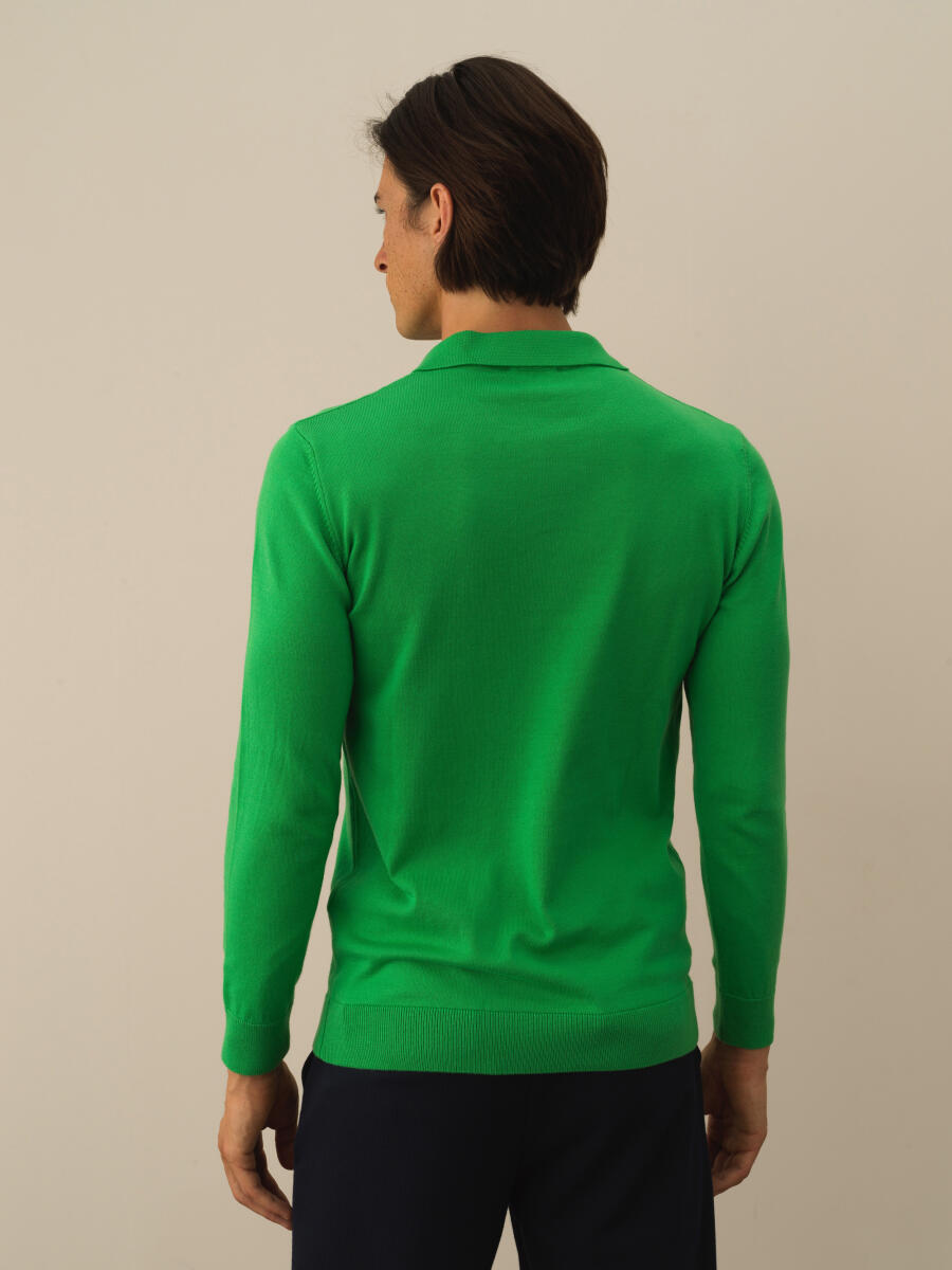 Yeşil Pamuk Dokulu Regular Fit Kazak - 4