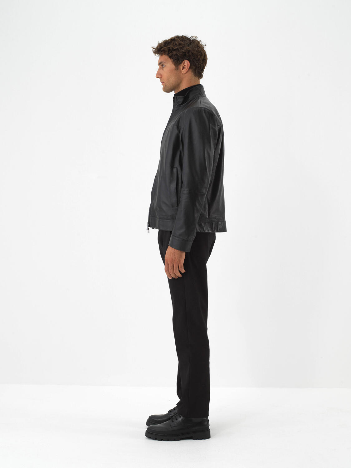 Siyah Gerçek Deri Regular Fit Mont - 3