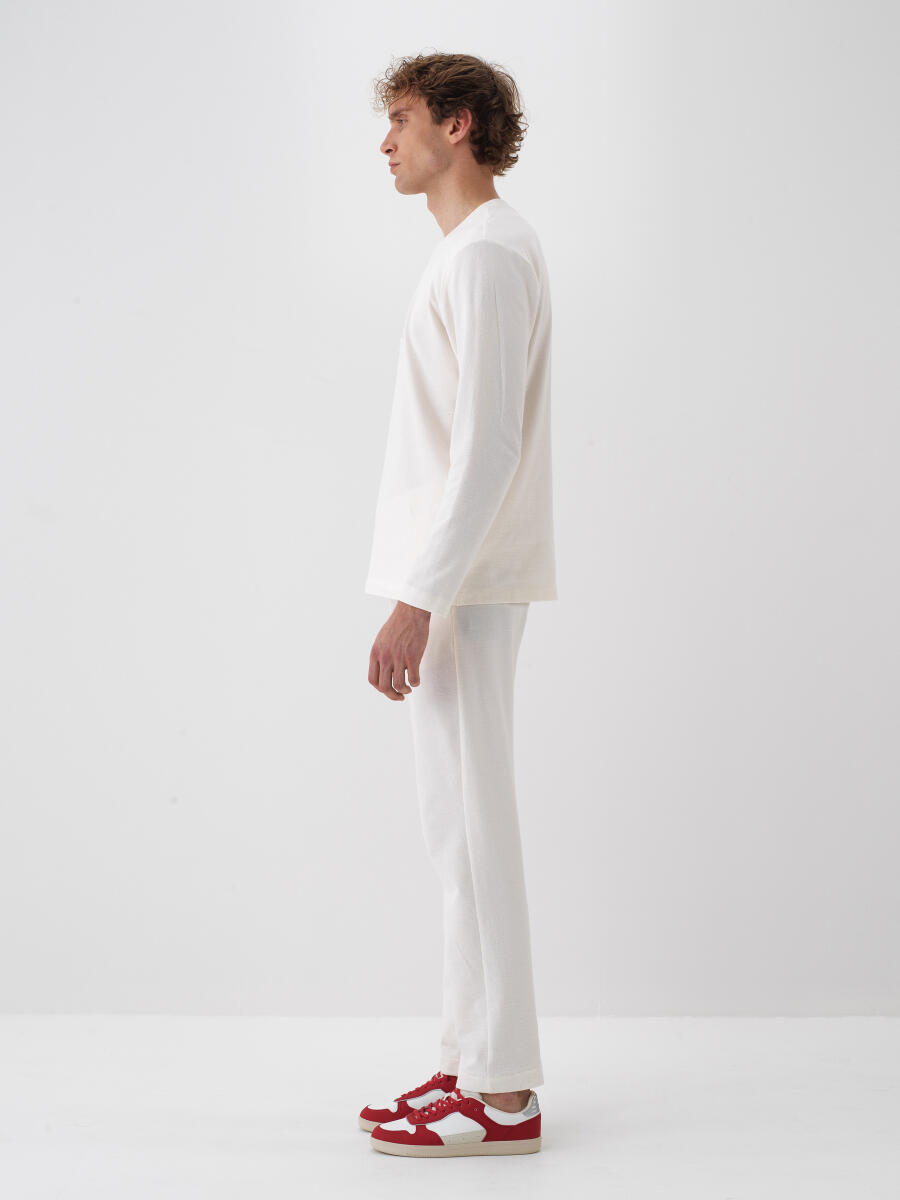 Ekru Basic Sweat Pantolon - 3