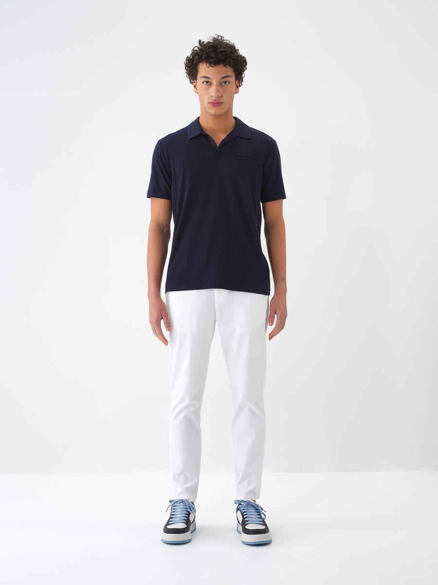 Beyaz Regular Fit Pamuklu Pantolon