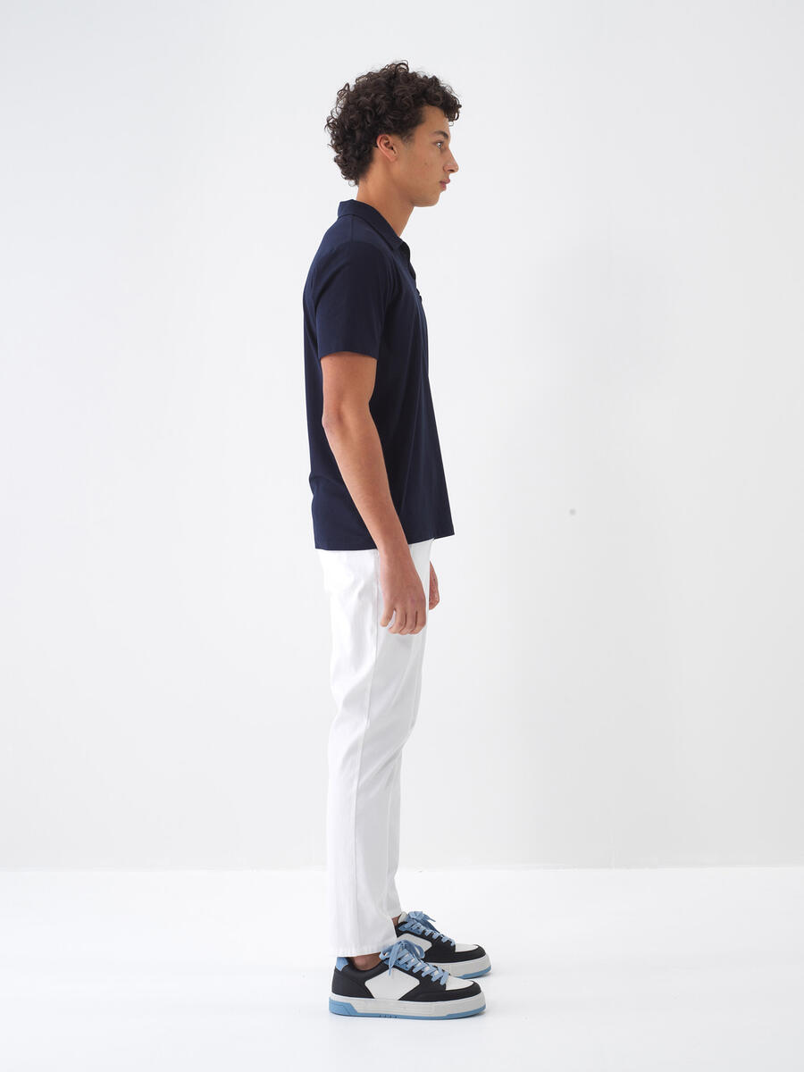 Beyaz Regular Fit Pamuklu Pantolon - 2