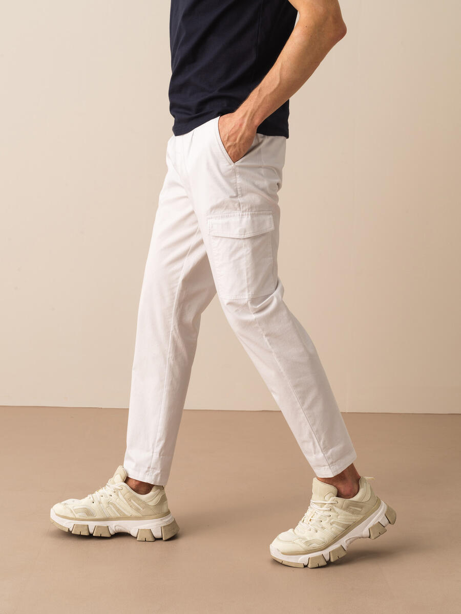 Beyaz Slim Fit Pamuklu Pantolon