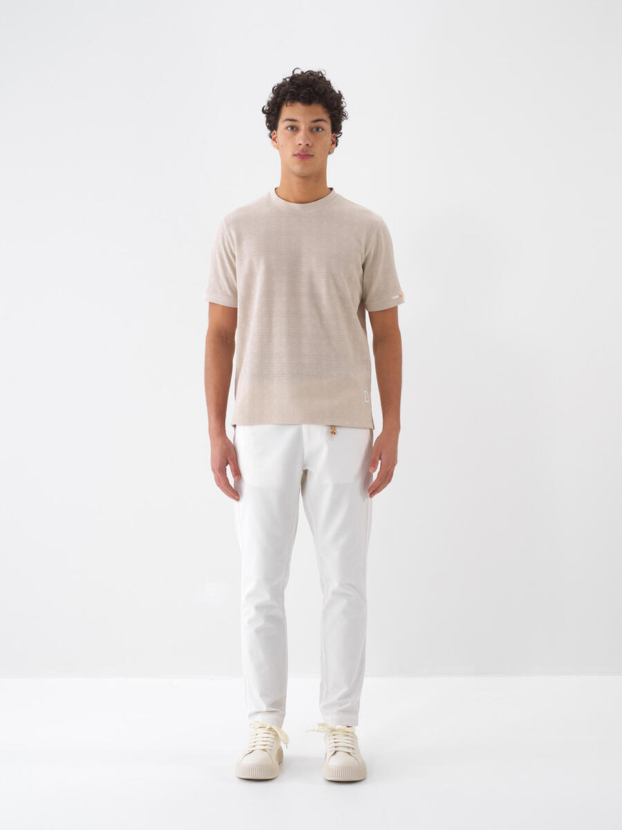 Ekru Regular Fit Keten Pantolon