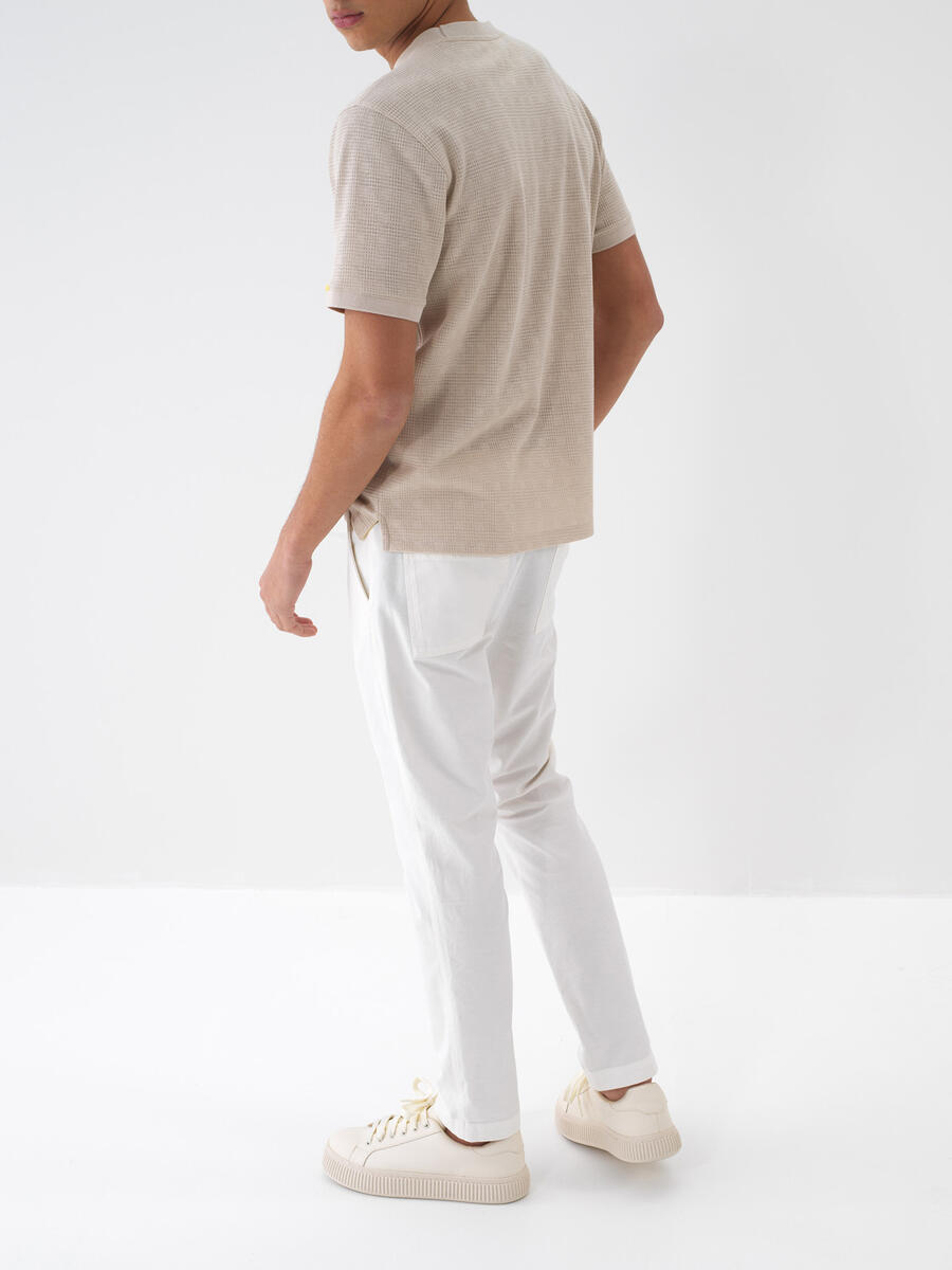 Ekru Regular Fit Keten Pantolon - 4
