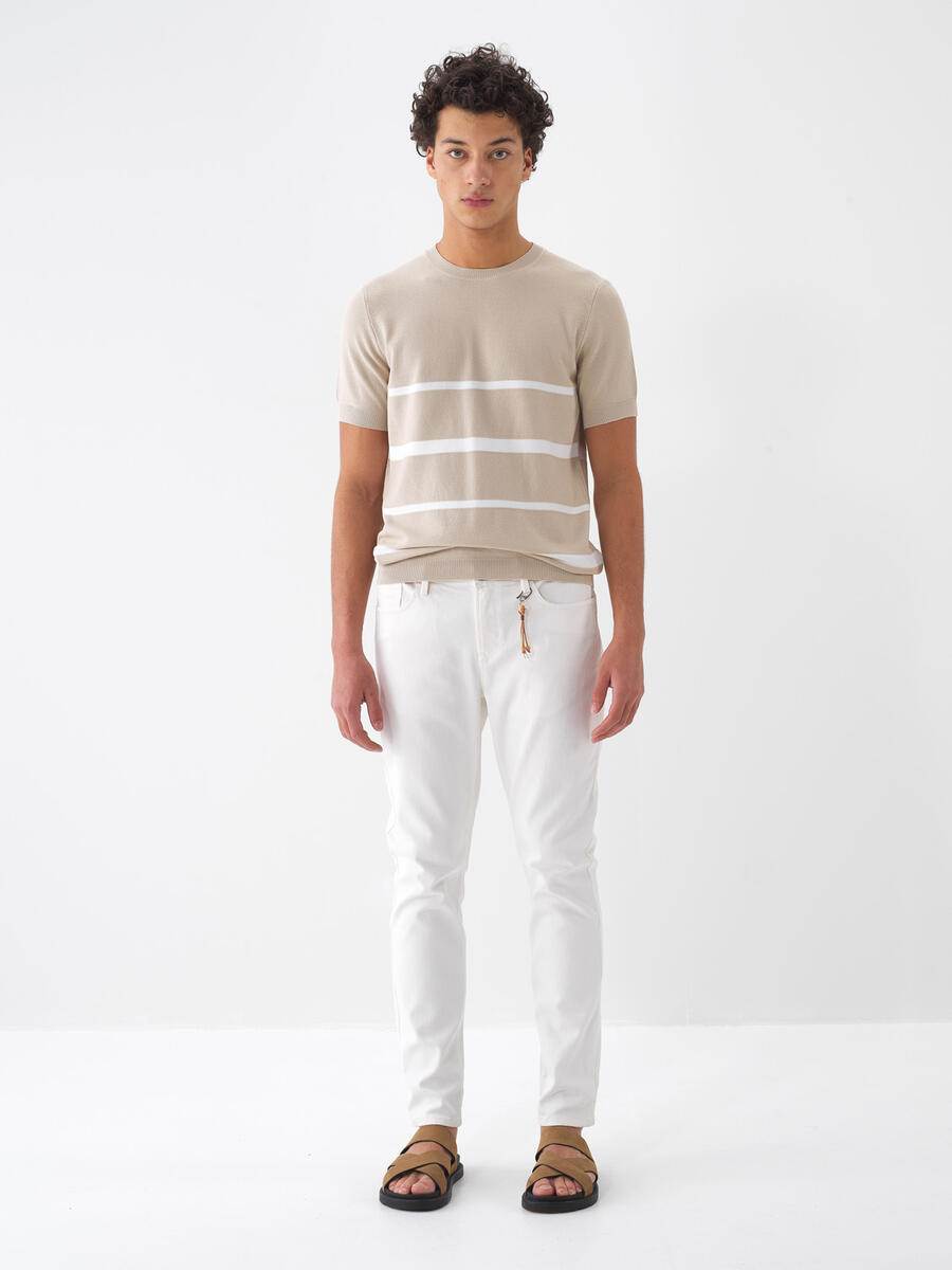 Ekru Slim Fit Pamuklu Pantolon - 2