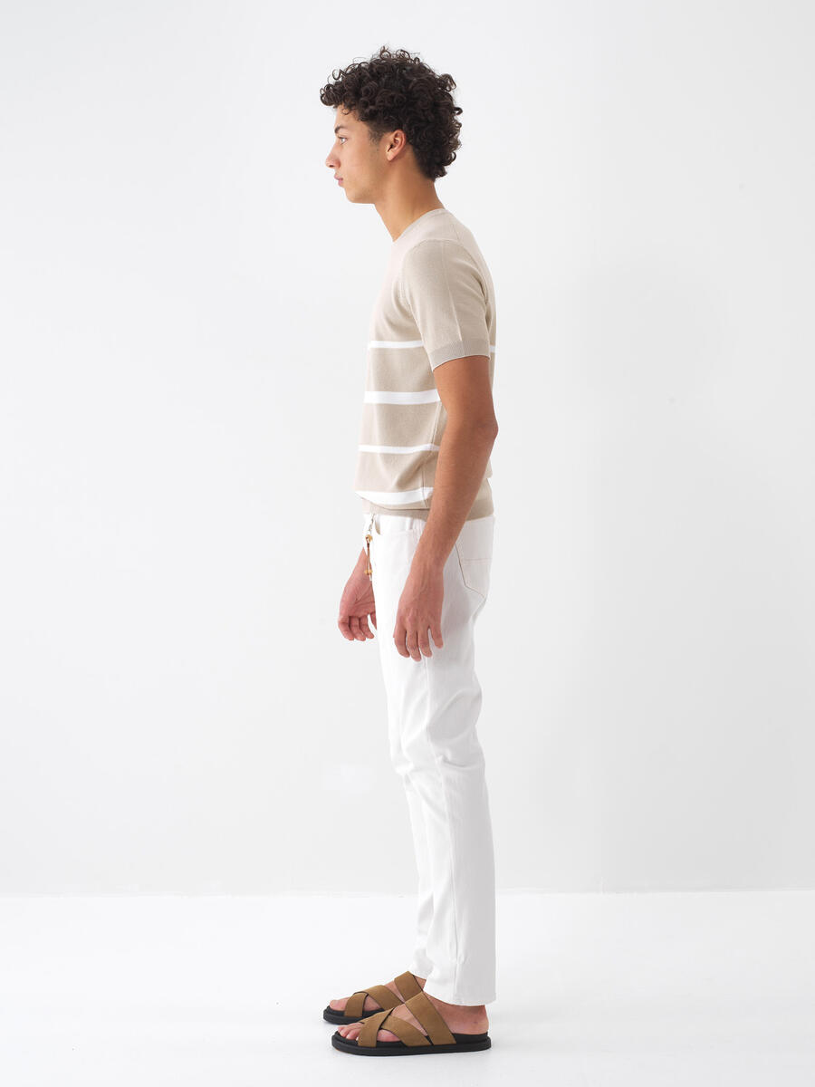 Ekru Slim Fit Pamuklu Pantolon - 4