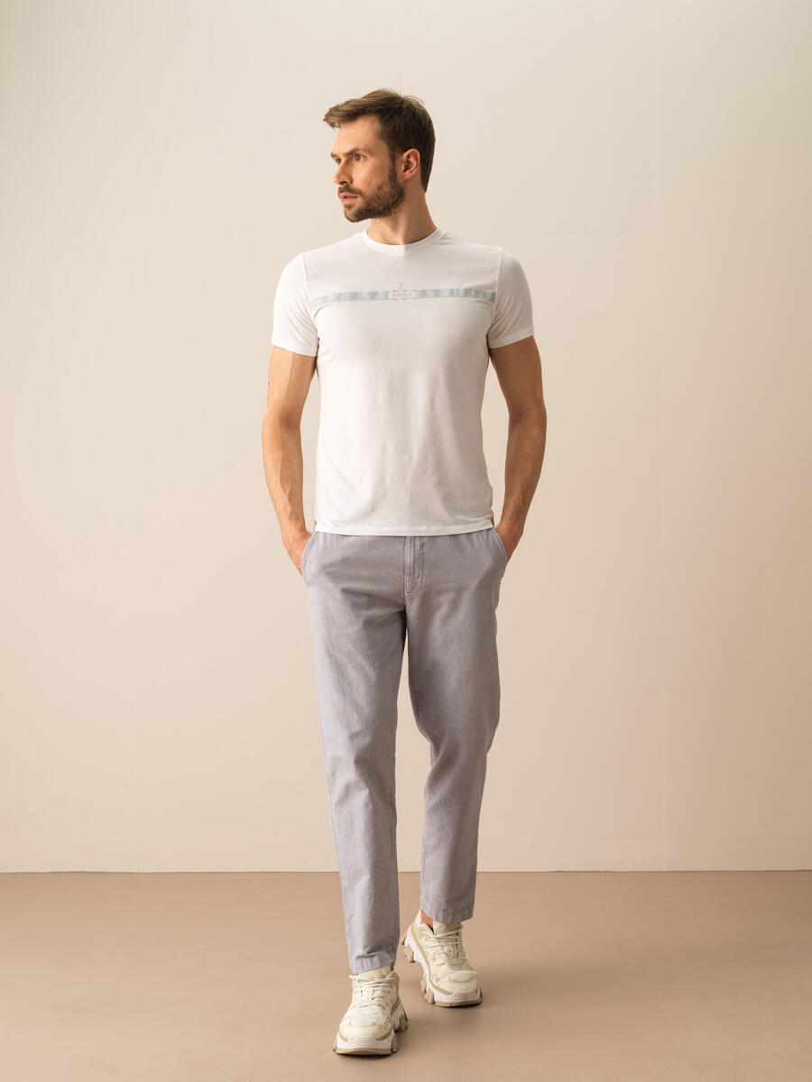 Gri Regular Fit Keten Pantolon - 2