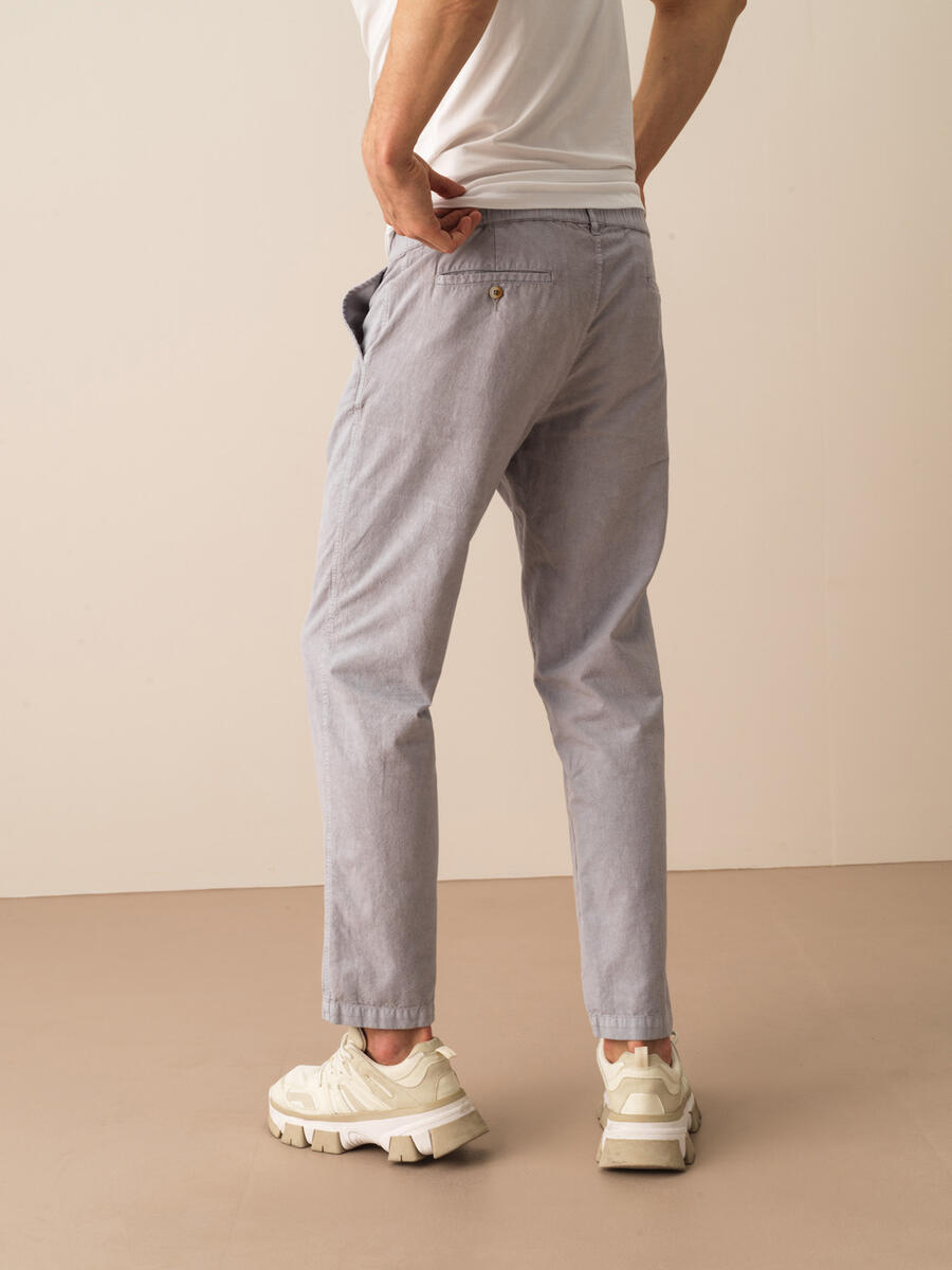 Gri Regular Fit Keten Pantolon - 3