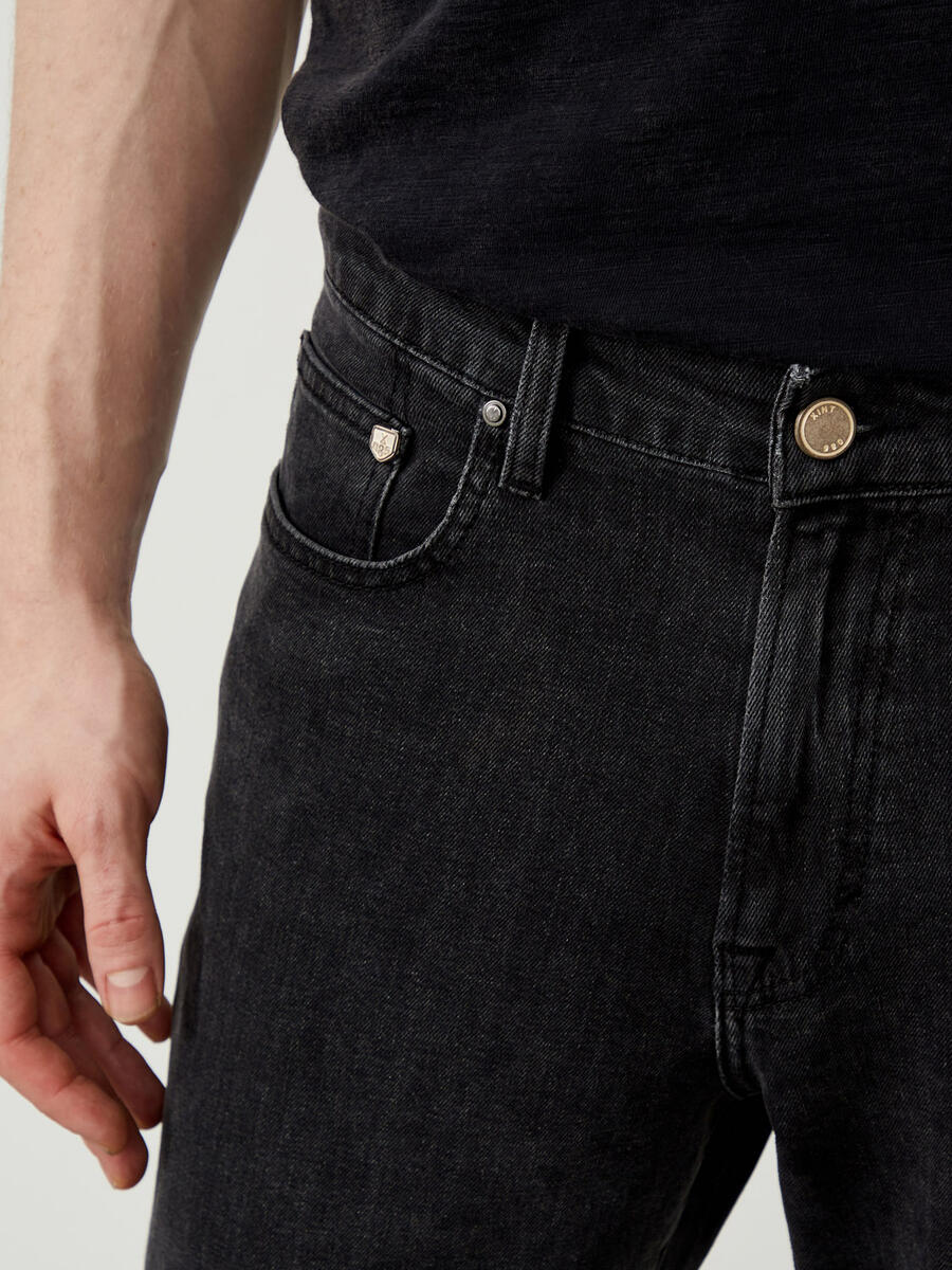 Gri Regular Fit Pamuklu Denim Pantolon