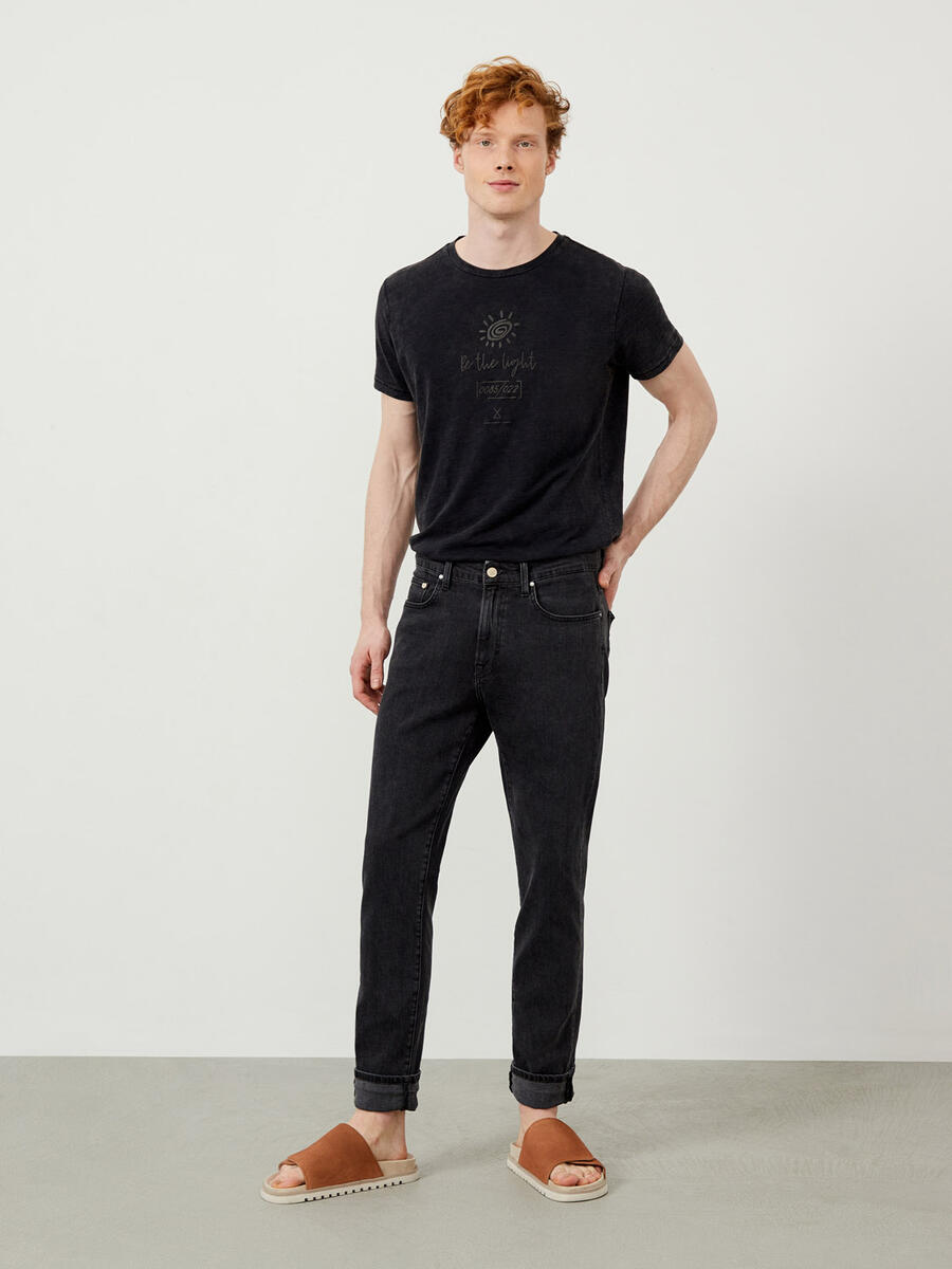 Gri Regular Fit Pamuklu Denim Pantolon - 2
