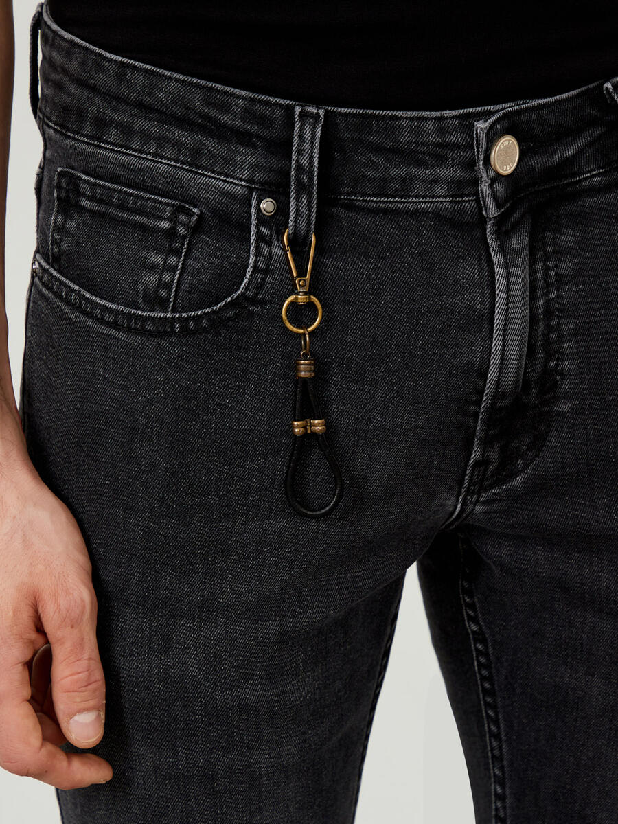 Gri Slim Fit Pamuklu Denim Pantolon