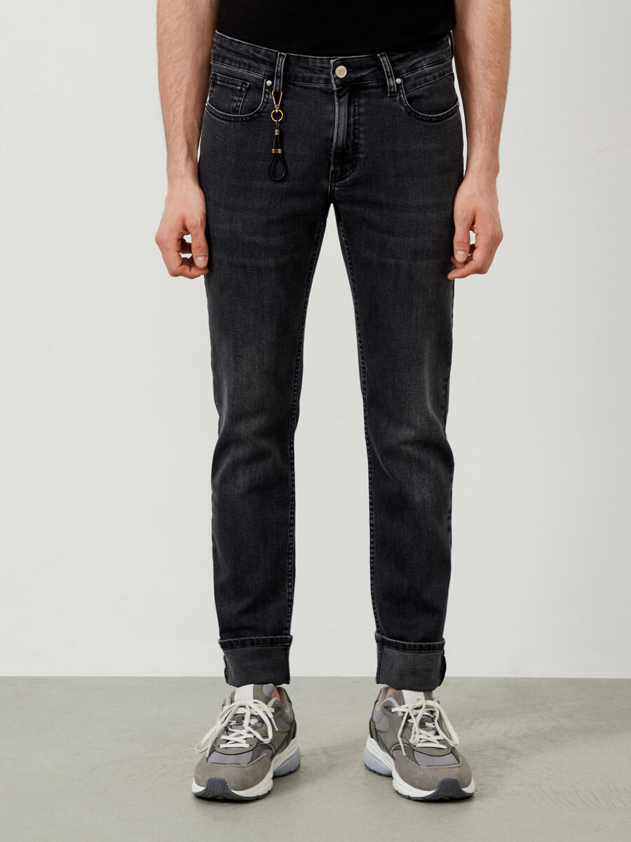 Gri Slim Fit Pamuklu Denim Pantolon - 3