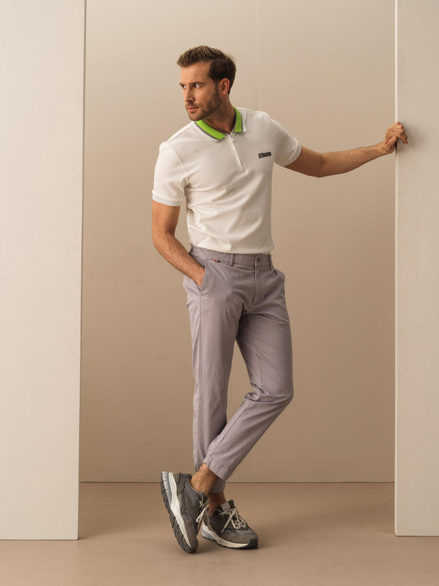 Gri Slim Fit Pamuklu Pantolon - 2