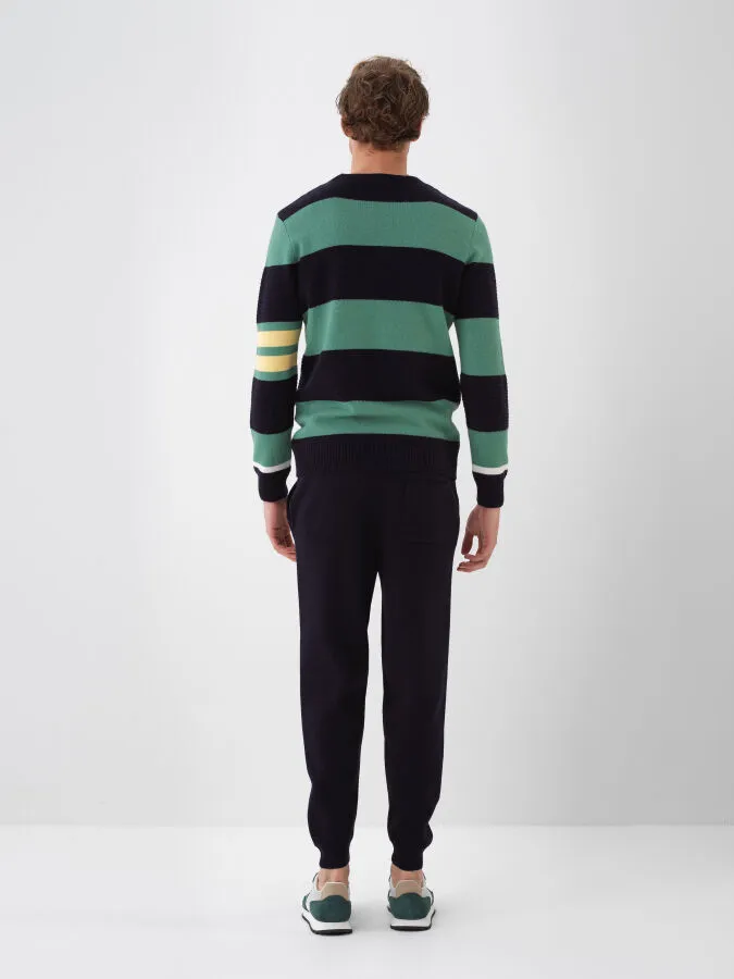 Lacivert Doğal Yün Dokulu Regular Fit Pantolon - Xint