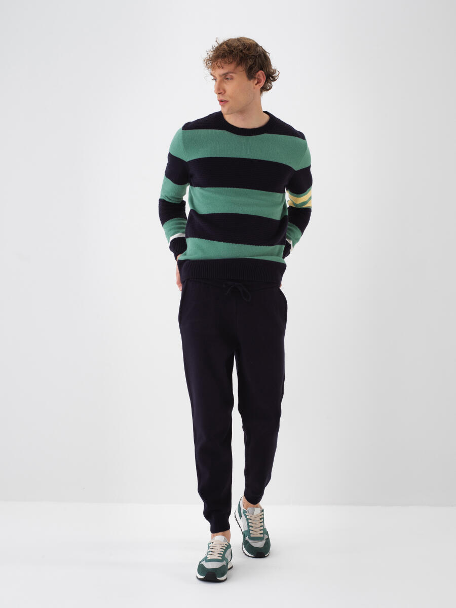 Lacivert Doğal Yün Dokulu Regular Fit Pantolon - 3