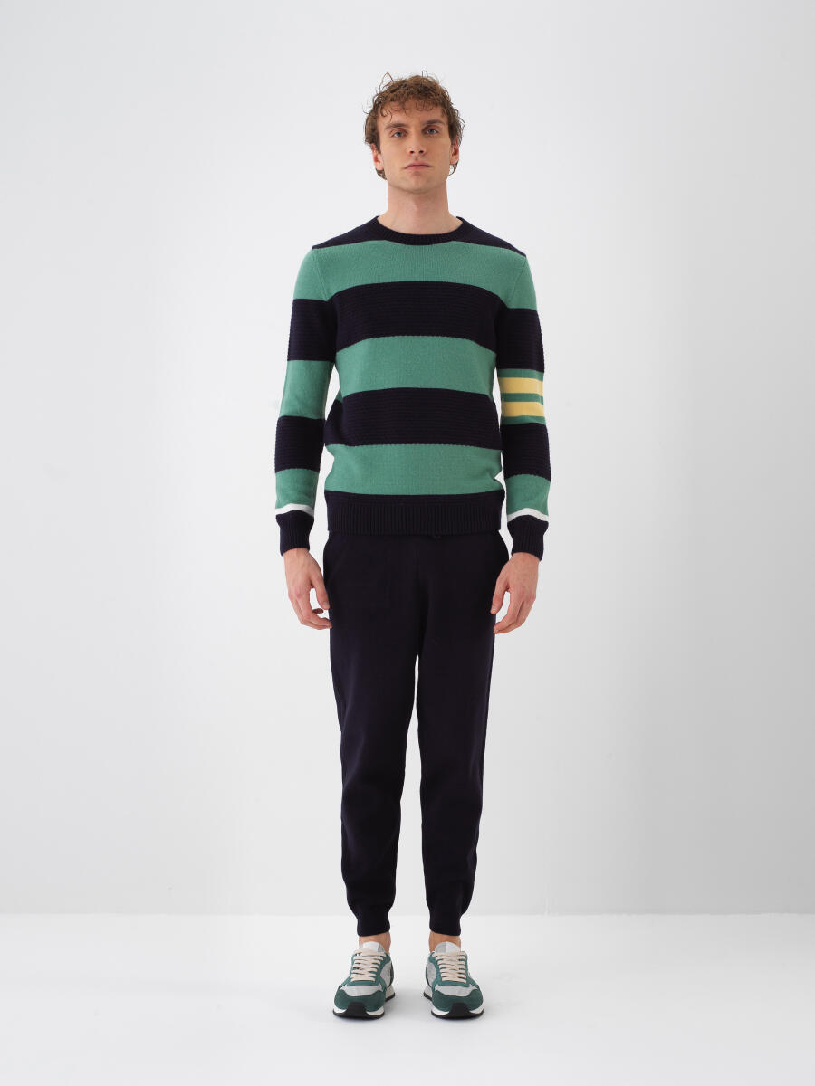 Lacivert Doğal Yün Dokulu Regular Fit Pantolon - 2