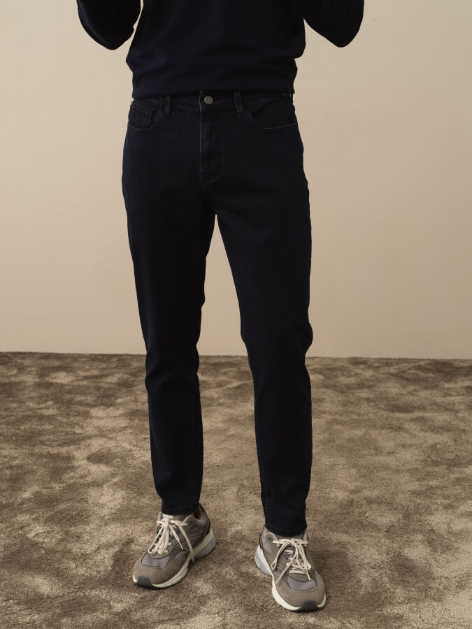 Lacivert Pamuk Dokulu Slim Fit Pantolon - Xint