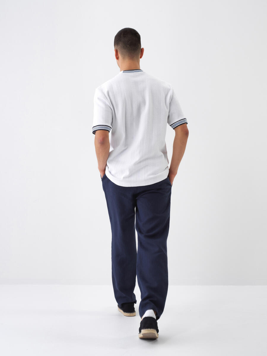 Lacivert Regular Fit Keten Basic Pantolon - 5