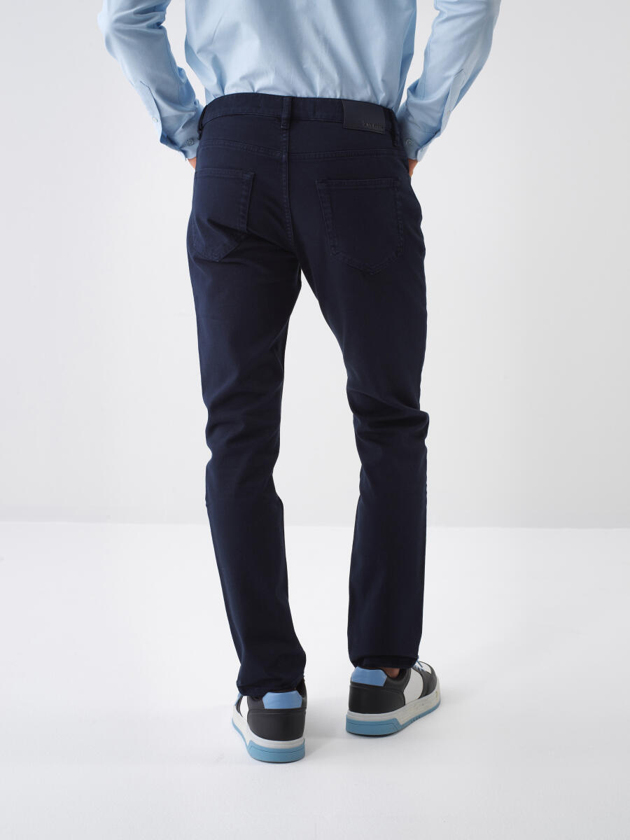 Lacivert Slim Fit Pamuklu Pantolon - 5