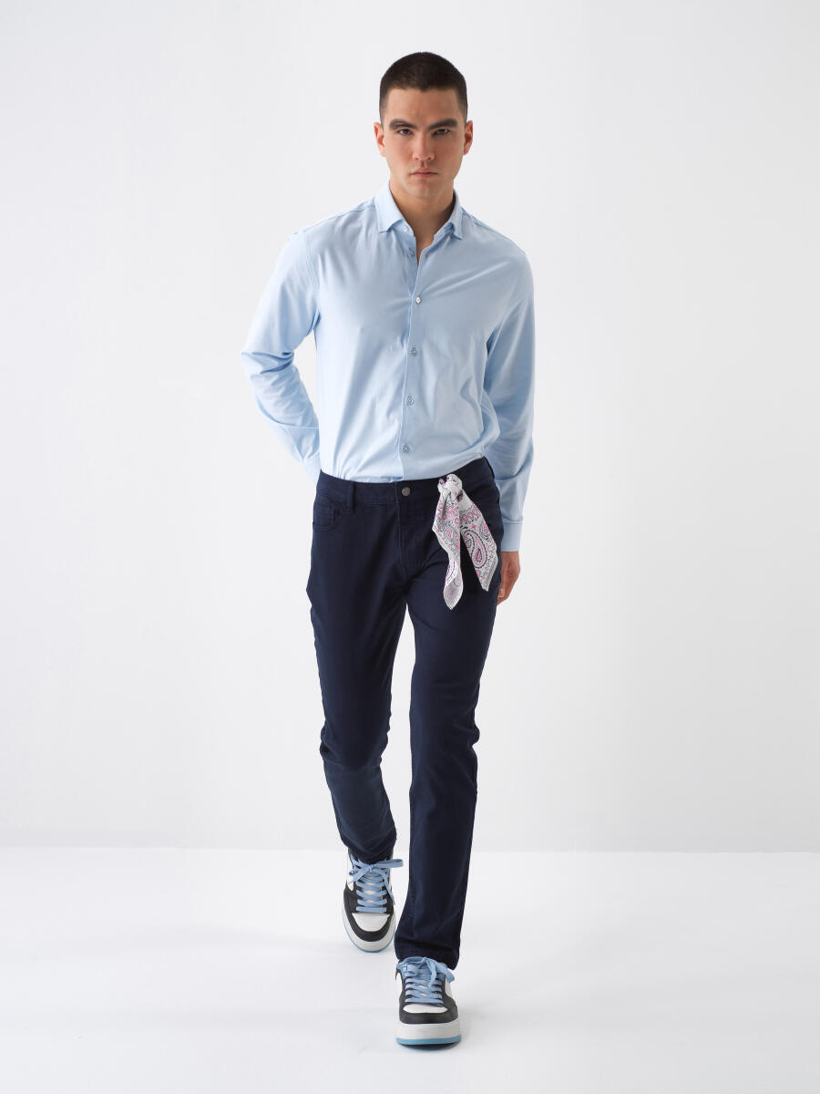 Lacivert Slim Fit Pamuklu Pantolon - 2