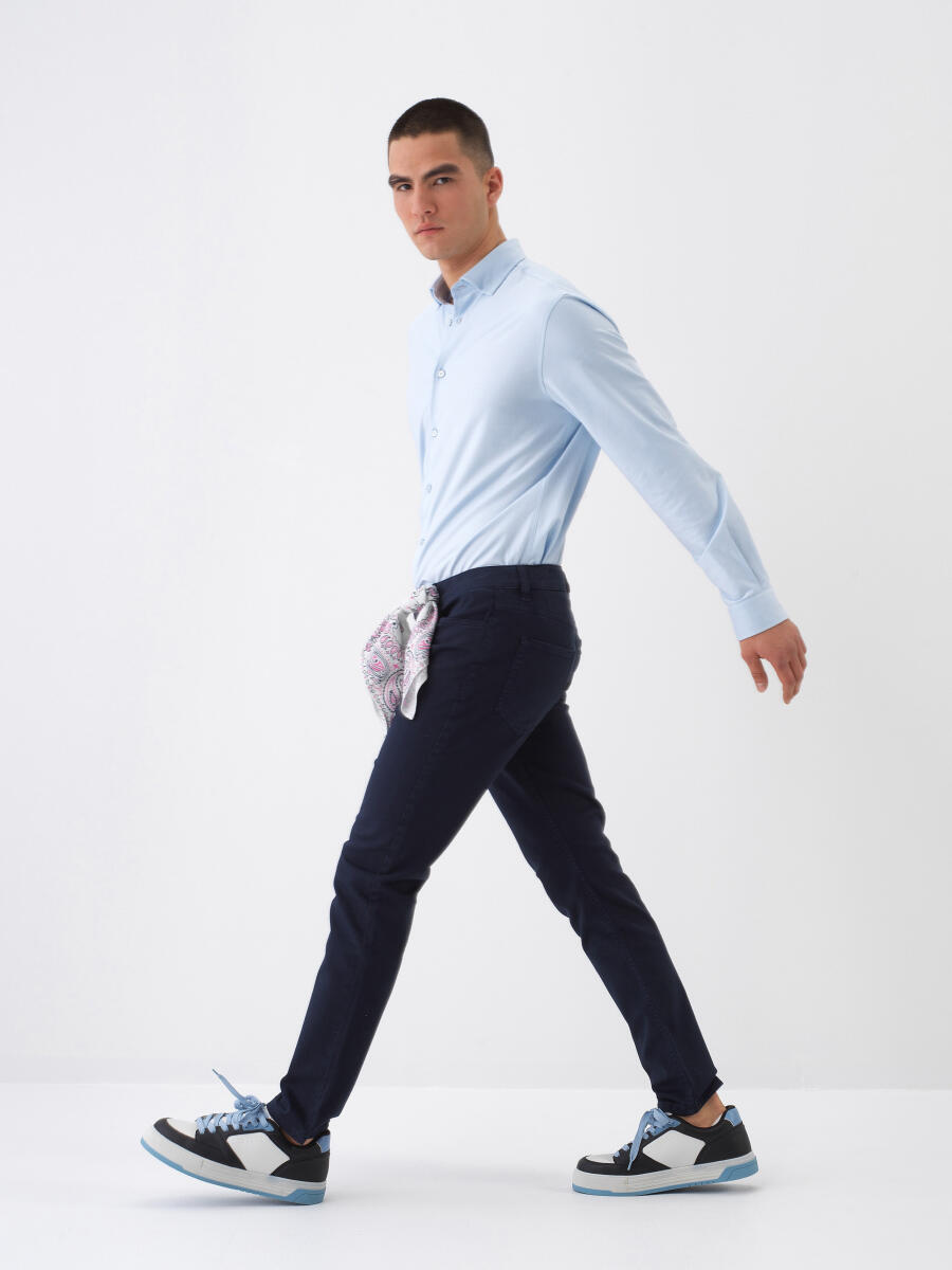 Lacivert Slim Fit Pamuklu Pantolon - 3
