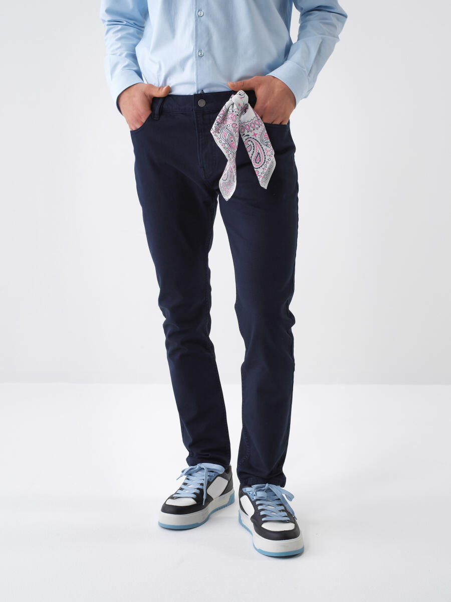 Lacivert Slim Fit Pamuklu Pantolon