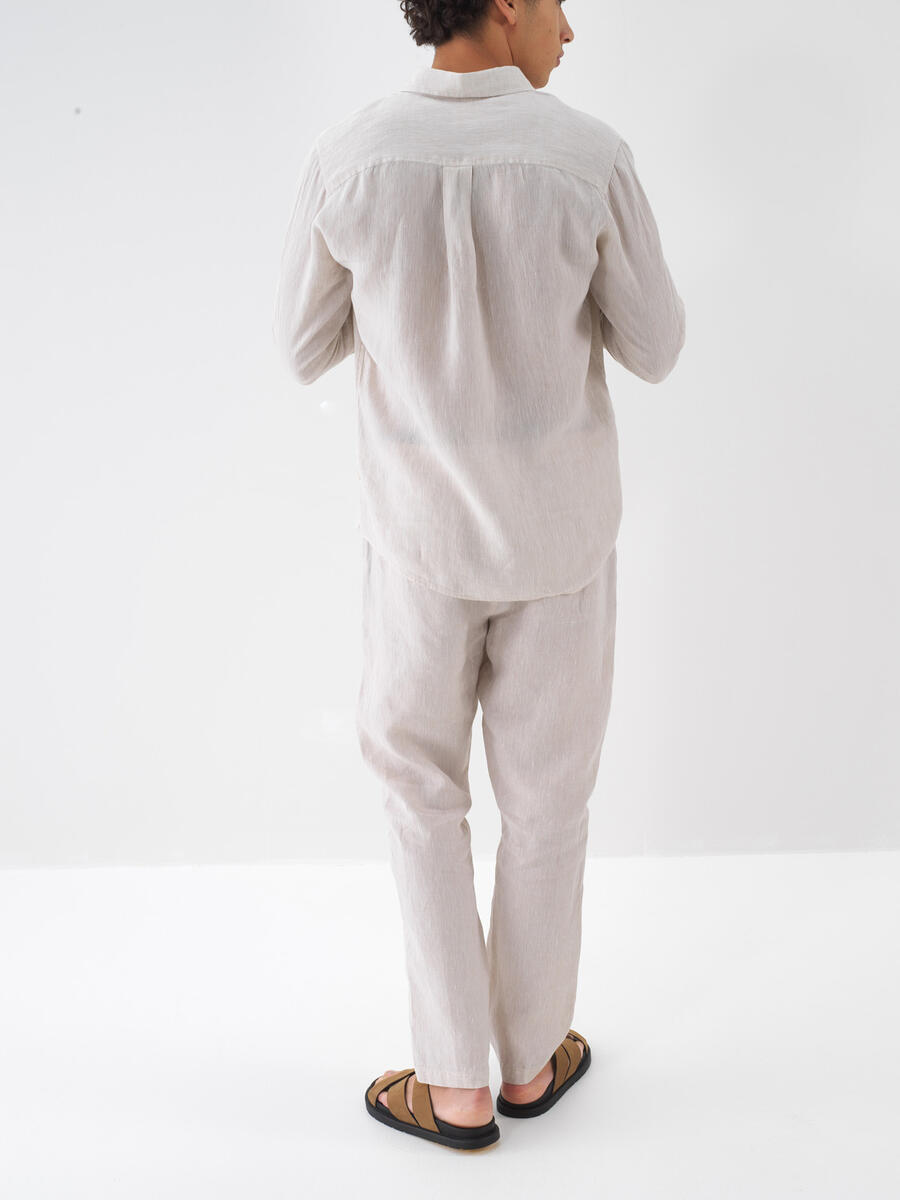 Natural Regular Fit Keten Pantolon - 4