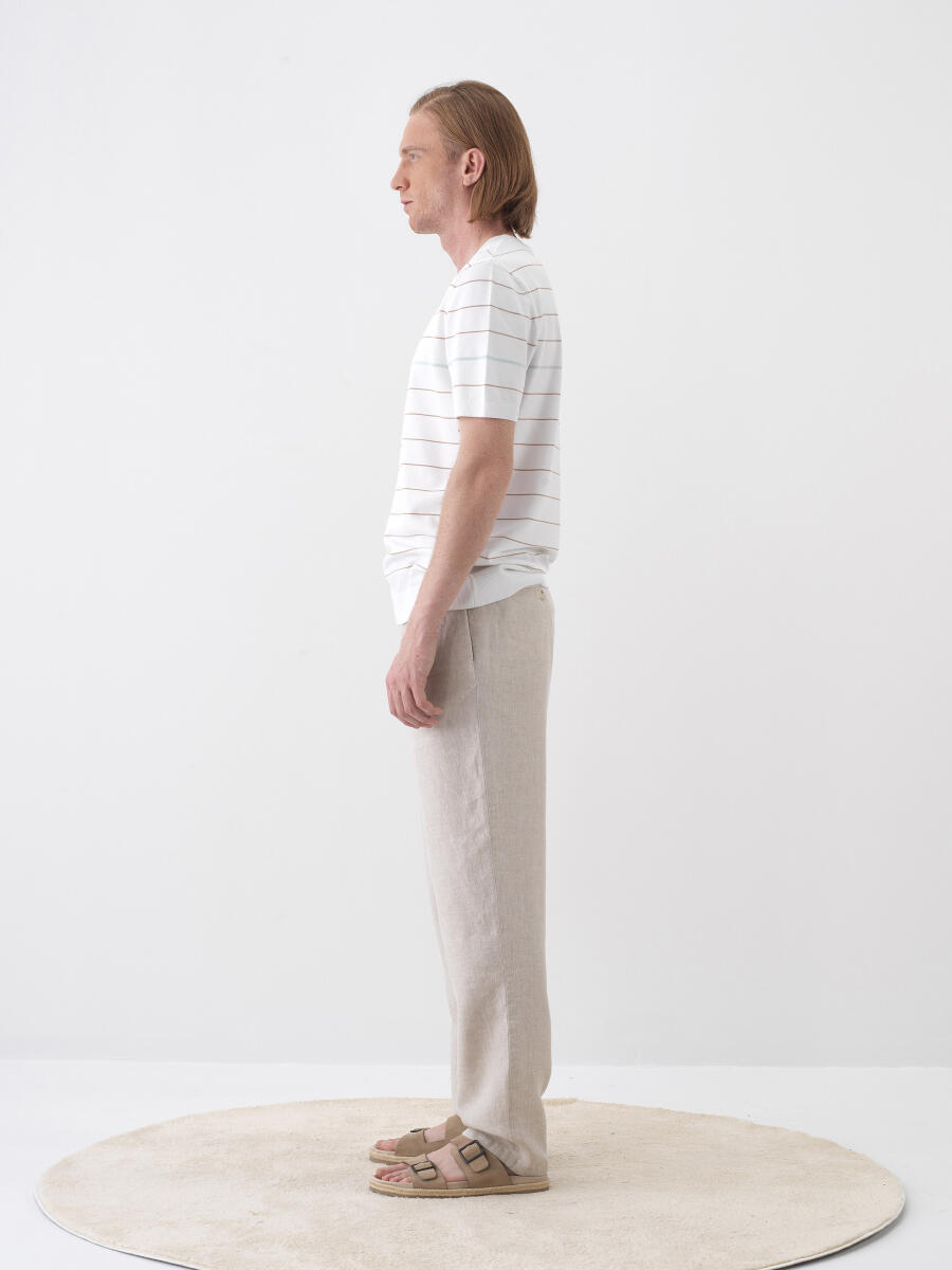 Naturel Regular Fit Keten Basic Pantolon - 3