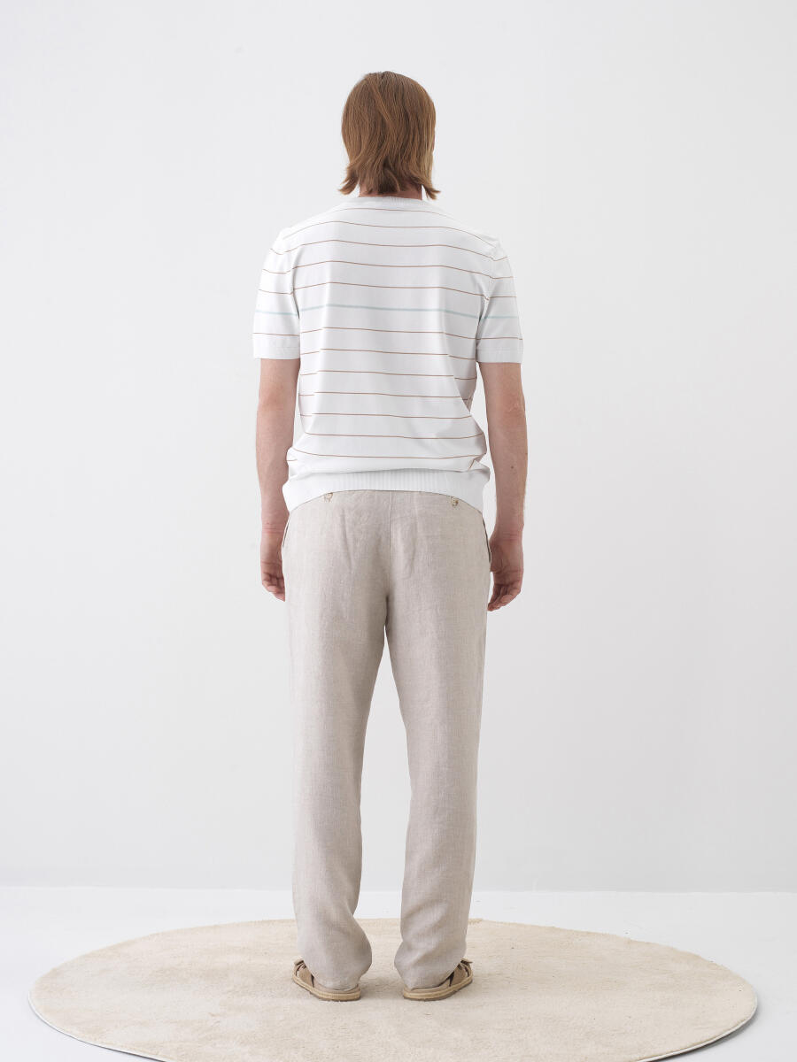 Naturel Regular Fit Keten Basic Pantolon - 5
