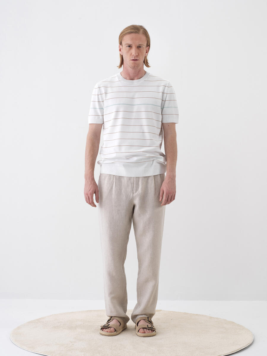 Naturel Regular Fit Keten Basic Pantolon - 2