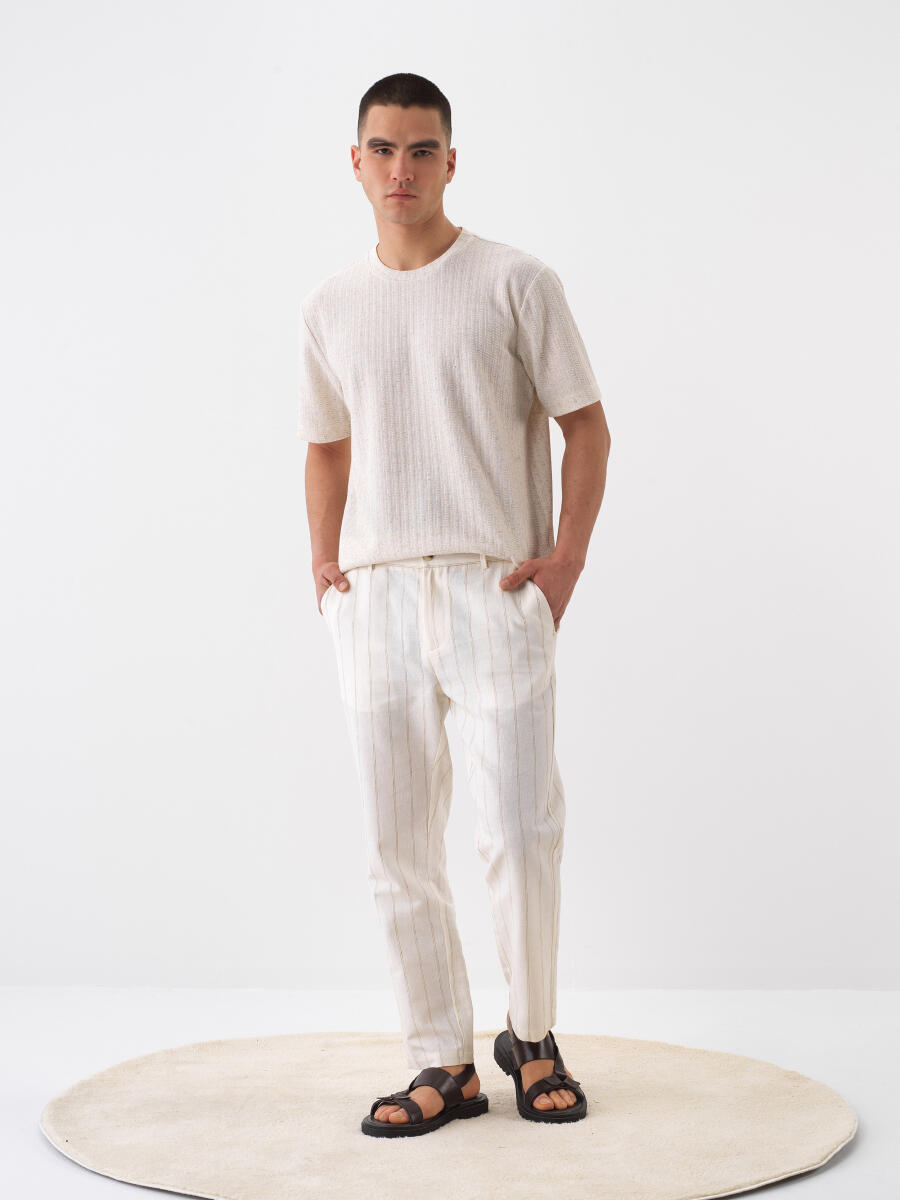 Naturel Regular Fit Keten Pantolon - 2