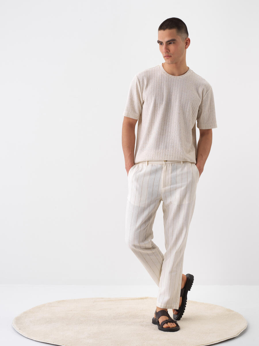 Naturel Regular Fit Keten Pantolon - 3