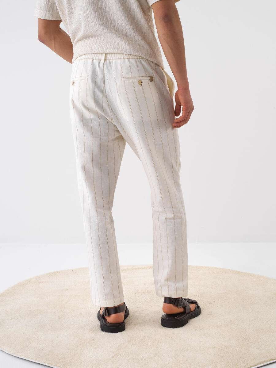 Naturel Regular Fit Keten Pantolon - 4